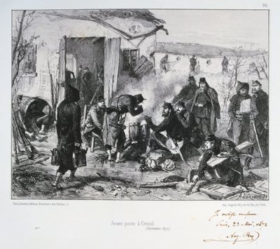 Fransk avansert vaktpost ved Creteil, beleiringen av Paris, fransk-prøyssisk krig, desember 1870 1872 av Auguste Bry