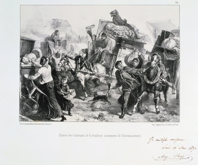 Beboere i forstedene som ankom Paris før prøysserne beleiret byen, 1870 1872 av Auguste Bry