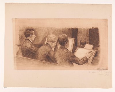 Leksjon i tegneskole av Auguste Danse (signed by artist)