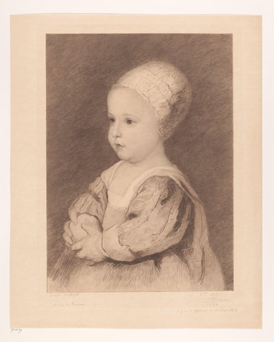 Portrett av et ukjent barn av Auguste Danse (signed by artist)