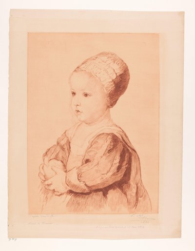 Portrett av et ukjent barn av Auguste Danse (signed by artist)