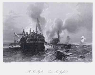 En sjøkamp (gravering) av Auguste Etienne Francois Mayer