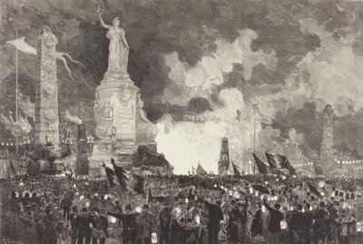 14. juli. Belysning av Place de la République, 1883. av Auguste Lepere