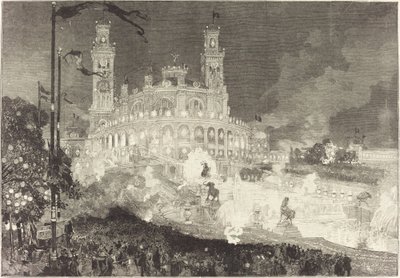 14. juli. Belysning av Trocadero-palasset av Auguste Lepere