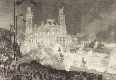 14. juli. Belysning av Palais du Trocadéro, 1883. av Auguste Lepere