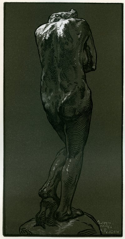 Et tresnitt etter en statue av Rodin, 1898. av Auguste Louis Lepère