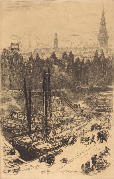 Amsterdam sett fra Victoria Hotel Amsterdamvue de Victoria Hotel, 1901. av Auguste Lepere