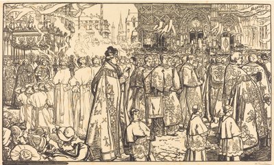 Corpus Christi prosesjon ved Nantes prosesjon av Fete Dieu i Nantes, 1901. av Auguste Lepere