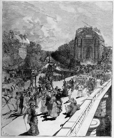 Besmitte studenter ved Ecole Polytechnique (Monome) på Place Saint Michel (Saint-Michel) i Paris, 24. juni av Auguste Lepere