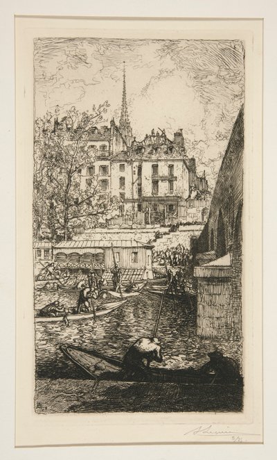 D?molition de la maison de Sabra, pr?s du Palais de Justice (Rivning av huset til Sabra, nær Justispalasset) av Auguste Lepere
