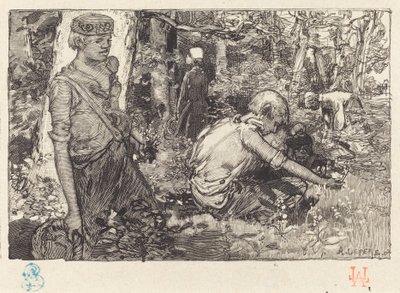 Innsamling av mai-lilje (La cueillette du muguet) av Auguste Lepere