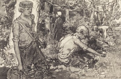 Samling av May-lily La cueillette du muguet, 1908. av Auguste Lepere
