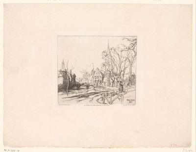 Utsikt over broen ved Beguinage i Brugge Le pont du Beguinage à Bruges (tittel på objekt) av Auguste Lepere