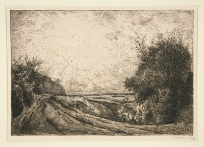 Veien til La Houssoye (Cr?vec?ur-le-Grand) (Rute fra La Houssoye [Crevecoeur-le-Grand]) av Auguste Lepere