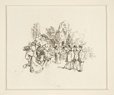 Lady Riding Cow, Other Figures, and Elephant av Auguste Lepere