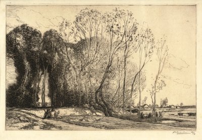 Landskap med to figurer (etsing) av Auguste Lepere