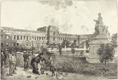 Ruinene av Tuileries-palasset før de ble revet av Auguste Lepere