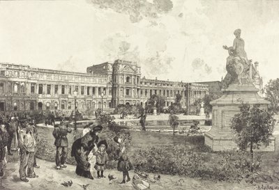 Ruinene av Tuileries-palasset før de ble revet, 1883. av Auguste Lepere