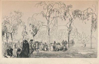 Notre Dame sett fra Quai Montebello, 1915 av Auguste Louis Lepère