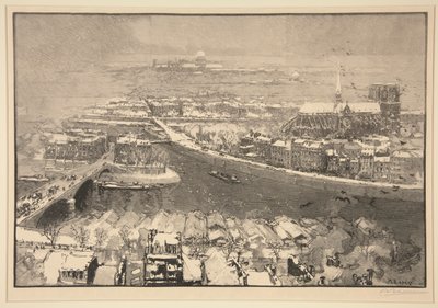 Paris under snøen, fra i dag er St. Gervais (Paris under snø, sett fra toppen av St. Gervais) av Auguste Lepere