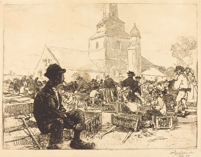 Fjærkremarked i St.-Jean-de-Mont av Auguste Lepere