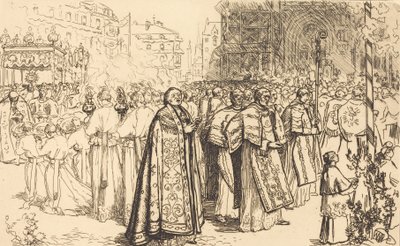 Retur av prosesjonen til Nante-katedralen Rentree de la Procession a la Cathedral de Nantes, 190 av Auguste Lepere