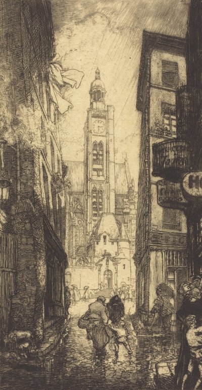 Rue de la Montagne-Sainte-Genevieve, Paris, 1906. av Auguste Lepere