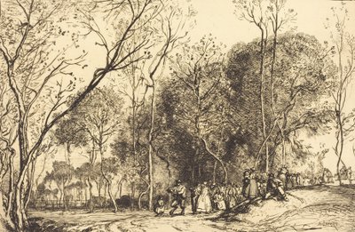 Sommer i Saint-Martin, fortidens bryllup Ete de la Saint-Martin, la noce qui passe, 1908. av Auguste Lepere
