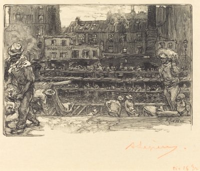 Lossing, Canal St. Martin av Auguste Lepere