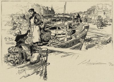 Wharf Scene, muligens 1880-tallet (etsing på vev) av Auguste Louis Lepère
