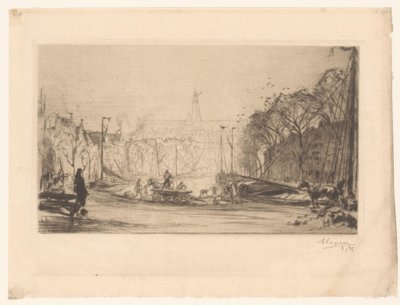 Utsikt over Spaarne og St. Bavo av Auguste Lepère (signed by artist)