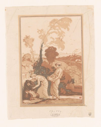 Musikk og poesi hjelper artisten La Musique et la Poesie secourant les Artistes av Auguste Lepère (signed by artist)