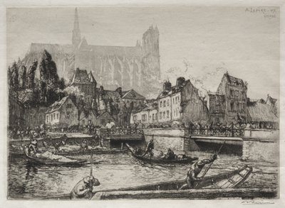 Ankomster av grønnsaker-Amiens av Auguste Louis Lepère