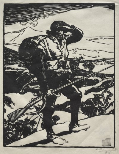 Alpine Hunter ser på Rhinsletten av Auguste Louis Lepère