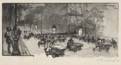 Boulevarden, på hjørnet av Faubourg Montmartre av Auguste Louis Lepère
