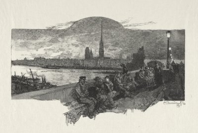 Illustrert Rouen: The Bridge of Stones av Auguste Louis Lepère