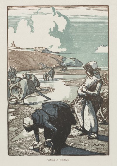 The Pinion Fisherwomen, Saint-Jean-de-Mont av Auguste Louis Lepère