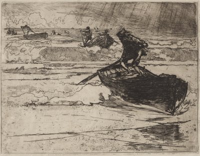 Fiskere på flukt før stormen av Auguste Louis Lepère