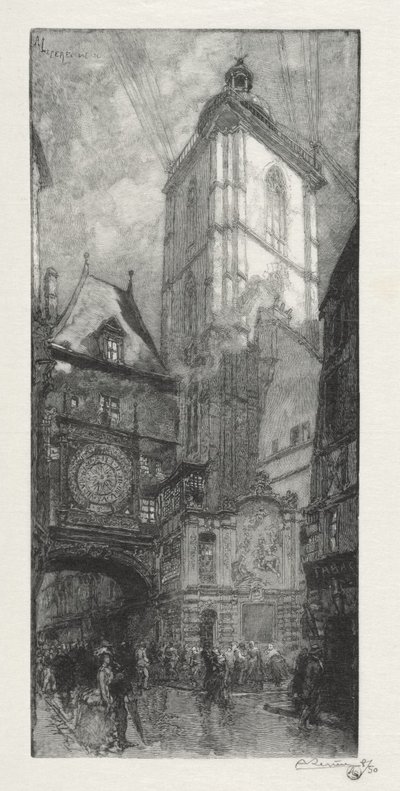 Illustrert Rouen: Den store klokken av Auguste Louis Lepère