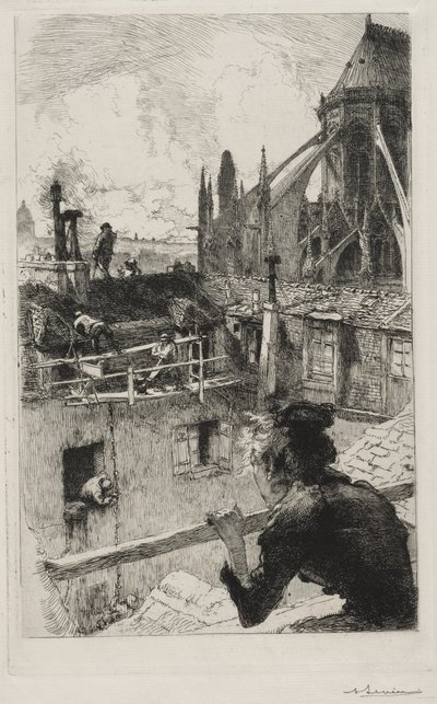 På hustakene nær Notre Dame av Auguste Louis Lepère