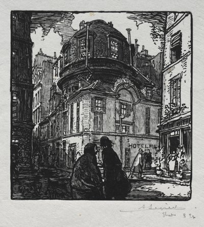 Utsikt over Hotel Colbert av Auguste Louis Lepère