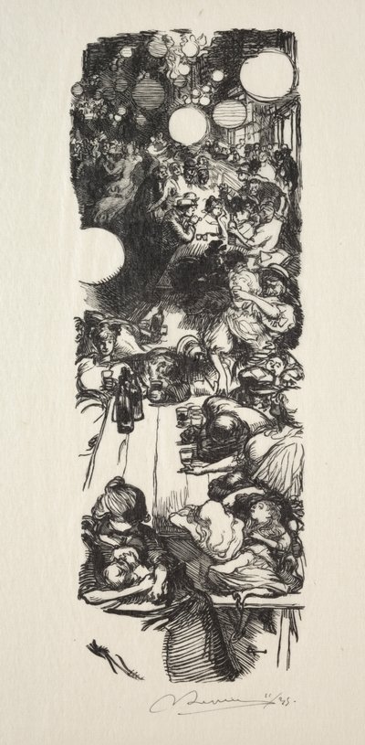 14. juli, Rue de Belleville, midnatt av Auguste Louis Lepère