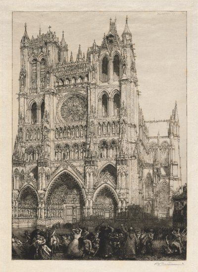 Amiens katedral, inventardagen, 1887. av Auguste Louis Lepère