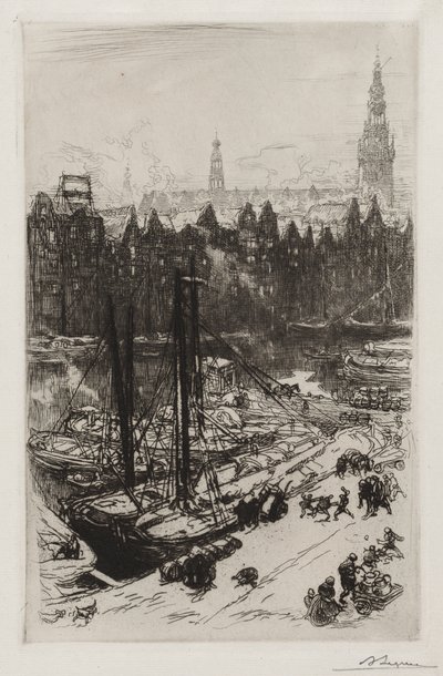 Amsterdam, utsikt over Victoria Hotel. av Auguste Louis Lepère
