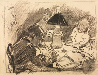 Rundt lampen, 1888. av Auguste Louis Lepère