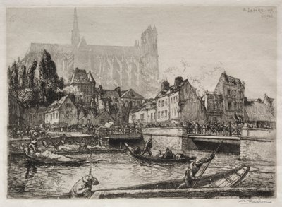 Ankomster av grønnsaker-Amiens av Auguste Louis Lepère