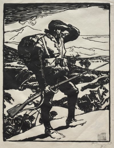 Alpine Hunter ser på Rhinsletten av Auguste Louis Lepère
