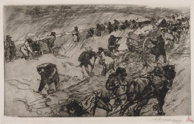 Kamp mot snøen, Quai aux Fleurs, 1890. av Auguste Louis Lepère