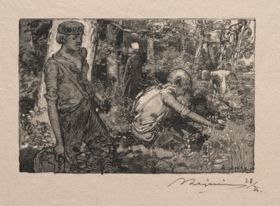 Å plukke liljekonvall. av Auguste Louis Lepère