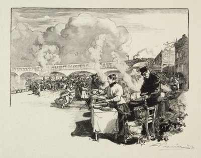 Landingsplass for omnibusbåter. av Auguste Louis Lepère